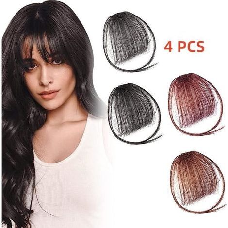 Extension per capelli - Non specificato - Frangia a clip - 4 pezzi - Capelli sintetici - Facili da indossare (1/4)