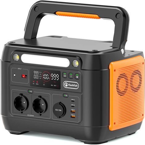 FlashFish A1001 Tragbares Kraftwerk, 1000 W/1030 Wh Solargenerator mit 2 x 220 V/1000 W Überspannungs-2000-W-AC-Ausgängen, 5 x DC-Ausgang und 4 x USB-Ausgängen, Notstrom-CAPA-Batterie für Camping/Zuha (1/5)