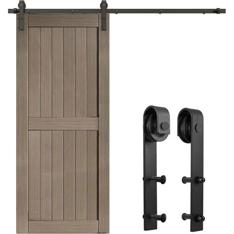 1 Kit de Rail pour Porte Coulissante, Acier Carbone, Charge 150kg, Pour Porte Bois 3-5cm, Intérieur (1/5)