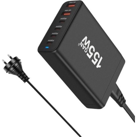Chargeur de bureau GaN PD 155 W, adaptateur PD multifonctionnel, charge directe PD multiport 3 A 3 C(N179) (1/5)