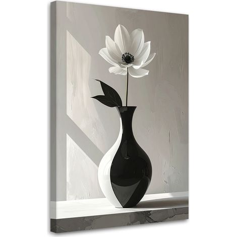 Quadro su tela, Fiore bianco in un vaso nero - 40x60 (1/2)