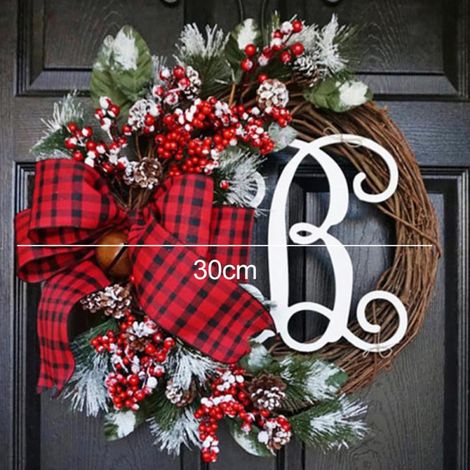 Guirlande De Noël - Guirlande À Baies - Décoration Murale Pour Porte D'Entrée - 30 Cm - Rustique Et Floquée - 1 Pièce (1/5)