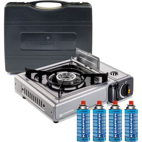 Kemper – Réchaud à gaz 2200W butane – 1 brûleur – Double sécurité – Allumage piezo – Autonomie 1h30 – Dimensions 34.2 x 29 x 14.5 cm (1/5)