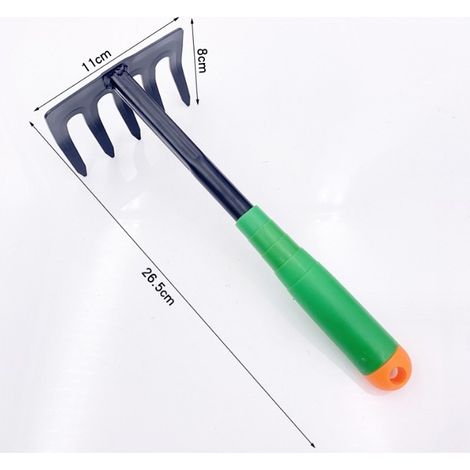 Râteau à main domestique à 5 dents — Outil pour la plantation de fleurs et l'ameublissement du sol — Instrument pour le potager sur balcon, le désherbage et le retournement de la terre