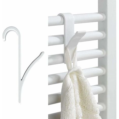 Porte peignoir Crochet pour Radiateurs, Crochets Porte-serviettes pour Radiateur, Crochets en Plastique ABS Blanc, Crochet pour Radiateurs Sèche-Serviettes pour Salle de Bain et Cuisine Pas Besoin de (1/5)