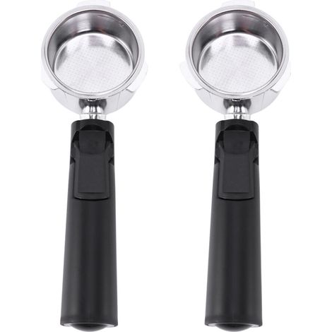 2 soportes de filtro de café sin fondo de acero inoxidable de 51 mm para accesorios de cafeteras profesionales.