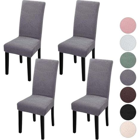 Housse de Chaises, Universel Housse Extensible Élastique Amovible pour Hôtel Cérémonie Mariage Noël(Cendre) (1/4)