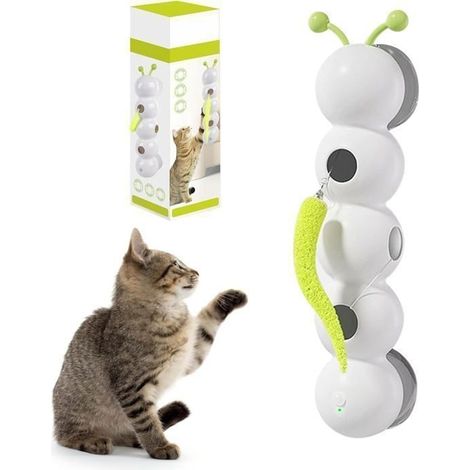 Jouet Interactif pour Chat - Chenille - 2 Plumes - Capteur Intelligent - Ventouses Puissantes - Rechargeable USB (1/5)
