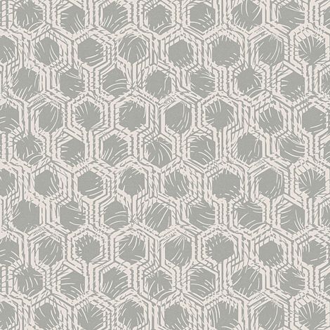 Papier peint moderne couloir | Papier peint intissé cuisine motif géométrique | Tapisserie beige crème & grise pour couloir - 10,05 x 0,53 m (1/5)