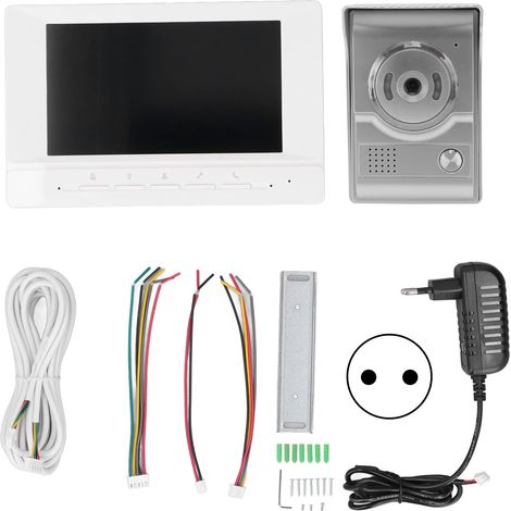 Systme D'interphone Vido Interphone Rglable IP55 tanche Vision Nocturne Systme D'interphone Visuel pour Intrieur Extrieur Htels Bureaux Maison(Prise UE).