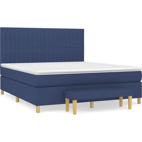Maison Exclusive - Cama box spring con colchón tela azul 180x200 (1/5)