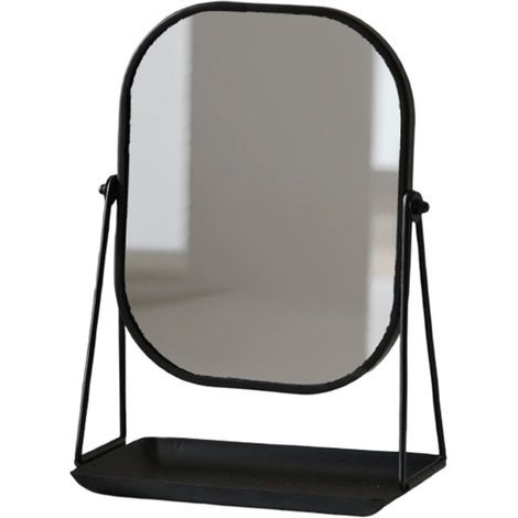 Miroir Cosmétique avec Plateau - Miroir à Poser 18 x 22,6 cm pour Maquillage avec Plateau à Bijoux - pour Chambre Coiffeuse Salle de Bain (1/5)