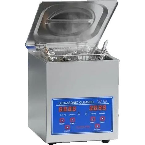 Limpiador ultrasónico, calefacción integrada, temporizador ajustable, color plata. (1/2)