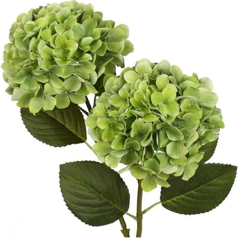 Kunstblumen Hortensien Seidenblumen Kunstzweig Braut Gr&xFCn 2 PCS (1/5)