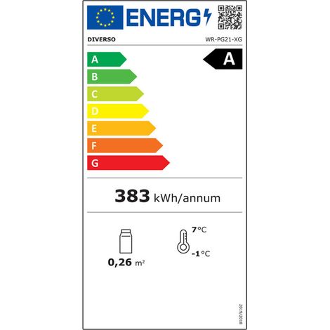 Réfrigérateur ventilé inox 200L avec porte vitrée design compact et performance - Diverso (1/2)