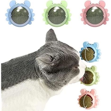 3 Catnip Balls, Catnip Ball Toy, Rotating Catnip Toy, Pet Teeth Cleaning Toy