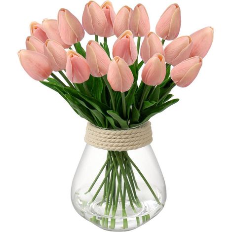 20 Stück Künstliche Tulpen Blumenstrauß Latex Real-Touch Dekoration (1/5)