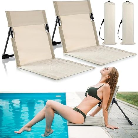 Chaise Pliable Pour Bord De Piscine - Chaise De Plage Pliable Légère Et Portable - Pour Adulte - Extérieur Jardin Camping Pique-Nique - 2 Pièces (1/3)