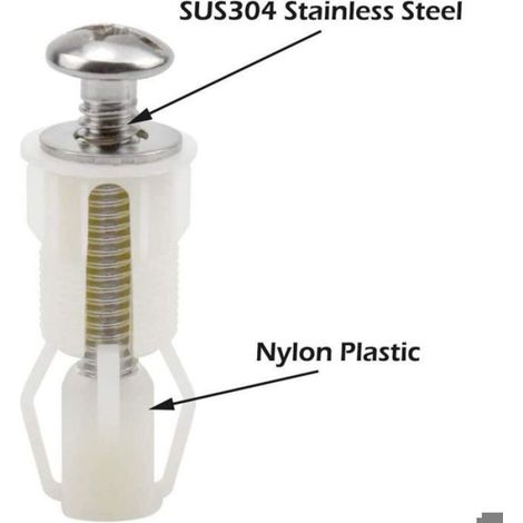 Fixation Abattant WC,2 PCS Vis de Siège de Toilette Écrous en Caoutchouc Expansibles Raccords de Siège de Toilette Universels Vis (1/5)