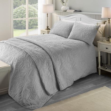 Housse de Couette en Relief Motif Feuilles argentées pour lit Simple 140 x 200 cm Toucher Doux (1/3)