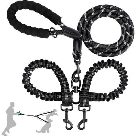 Double Dog Leash, Anti-Wind Dog Leash for 2 Dogs, Adjustable Training Leash, Double Splitter for Training and Walking 2 Dogs (1/5)