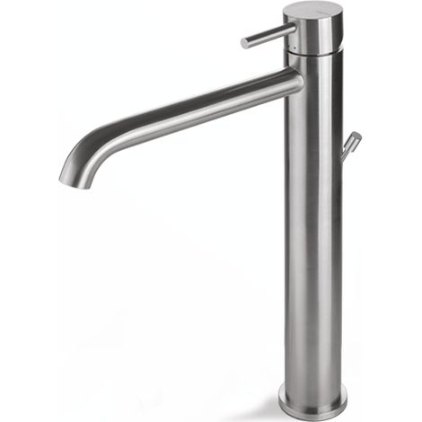 Miscelatore lavabo alto con scarico acciaio inox Vema TIBER STEEL V17020 Satinato