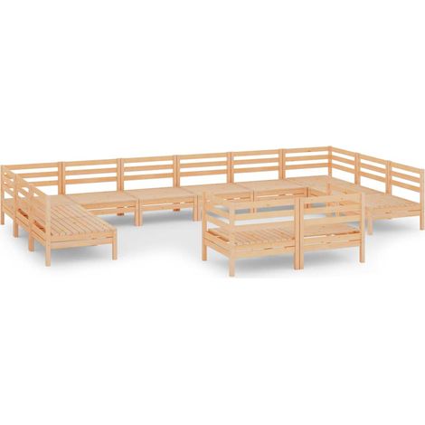 Maison Exclusive - 12-tlg. Garten-Lounge-Set Massivholz Kiefer (1/5)