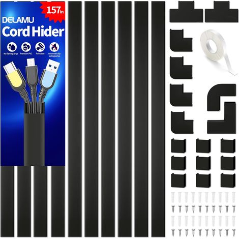 4M Goulotte Passe Cable Murale Autocollante, Cable Management, Cache Cable Fils Goulotte Electrique pour TV (1/5)