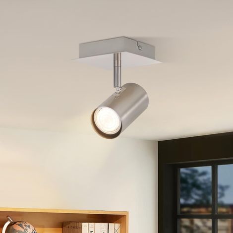 GBLY Plafonnier LED à spot GU10 - Projecteur de plafond pivotant 330° en nickel, lampe de plafond intérieure moderne, spots de plafond, applique murale pour cuisine, chambre à coucher,sans ampoule