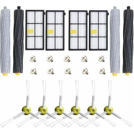 Kit d'accessoires de pièces de rechange pour iRobot Roomba 800 900 805 850 851 860 865 866 870 871 880 885 890 891 896 960 966 980 Robot Aspirateur + 4 rouleaux + 4 filtres HEPA + 6 brosses latér (1/5)