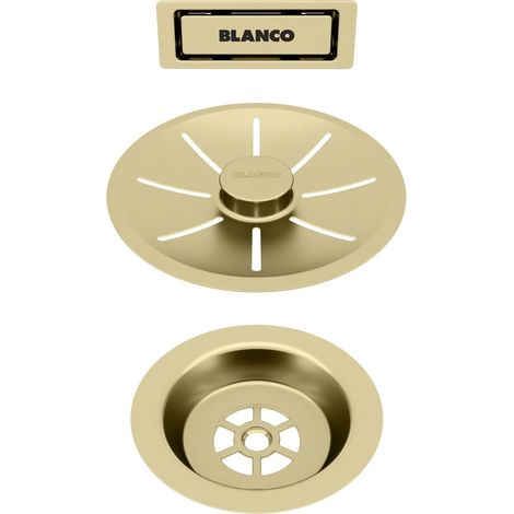 Blanco - Set di scarico C-overflow, per lavelli a vasca singola, color oro 203476