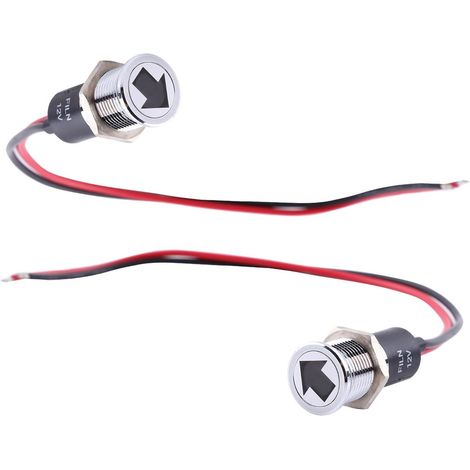 Indicateur Métallique LED, Lumière Verte, Câblage Facile pour Vélo et Bateau, 2 Pièces, Panneau de Tableau de Bord de 14mm, Clignotant (1/5)