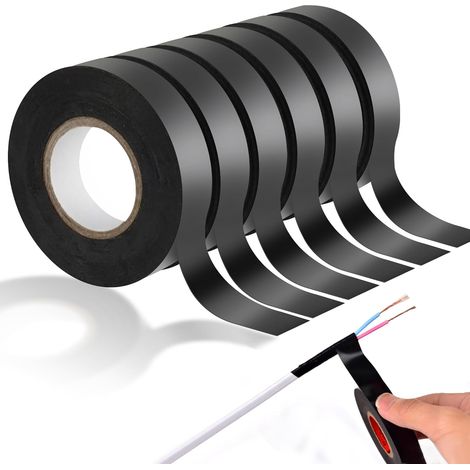 Isolierband Schwarz, 6 Rollen Isolierband Wasserdicht 18mm x 20 m, Isolierband Selbstverschweißend, Electrical Tape zum Schutz, Bündeln und Reparieren von Kabeln (1/5)
