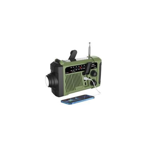 Radio météo portable AM/FM avec alertes, radio d'urgence pour l'extérieur, rechargeable par énergie solaire, manivelle ou USB, fonctionne sur piles, alarme SOS, lampe de poche et éclairage LED. (1/5)