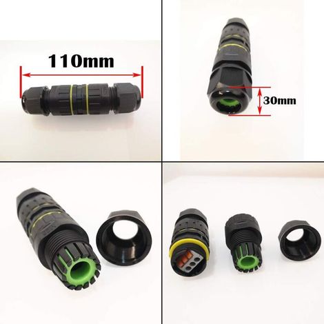 Raccord Electrique Etanche, 2 Pcs IP68 Connecteur Etanche, Boite de derivation etanche exterieur 3 Voies, pour Cable Ø 6 à 11mm (1/5)