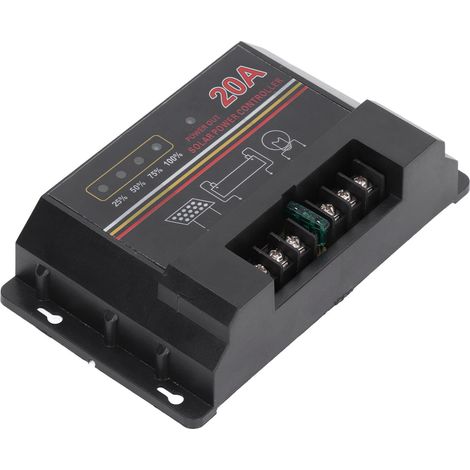 Régulateur solaire 12V 20A, contrôleur de charge et décharge à microprocesseur CPU rapide, protections multiples, transmission de données, régulateur de panneau solaire haute performance (1/5)