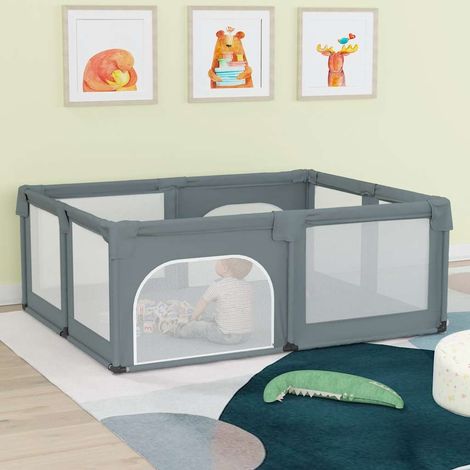 Parc pour bébé à 2 portes, tissu Oxford gris clair