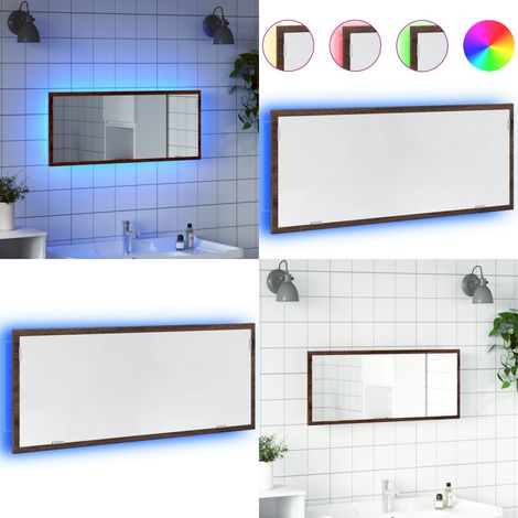 vidaXL Miroir de salle de bain à LED chêne marron bois d'ingénierie