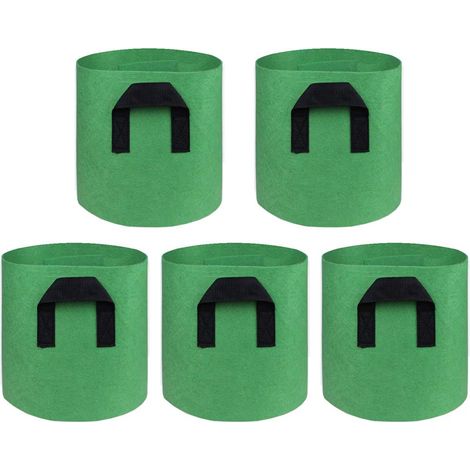 5Pcs Sac à Plantes Sac de Culture pour légume Plantation Croissance latérale Pots récipient Respirant de planteur Jardin pour Pomme de Terre, Tomate, Carotte 3 gallons Vert (1/3)