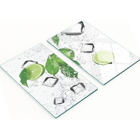 Juego de dos tablas de cocina de cristal color lima para cubitos de hielo (2 x 30 x 52 cm).