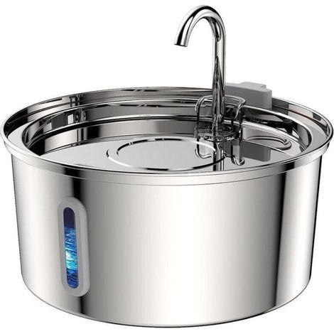 Fontaine a Eau Chat Acier Inoxydable: Fontaine à Eau pour Chat Ultra-Calme - 3,2L Distributeur Animal de Compagnie avec Fenêtre Transparente - Costume pour Petits Chien et Animaux