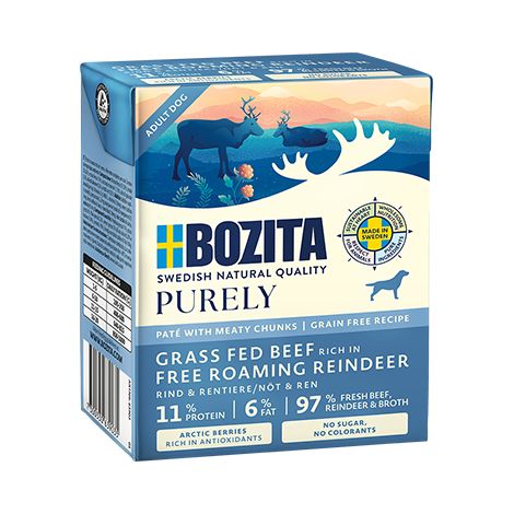 Pâté Bozita DOG Purley Duoprotein - Bœuf et renne 370 g