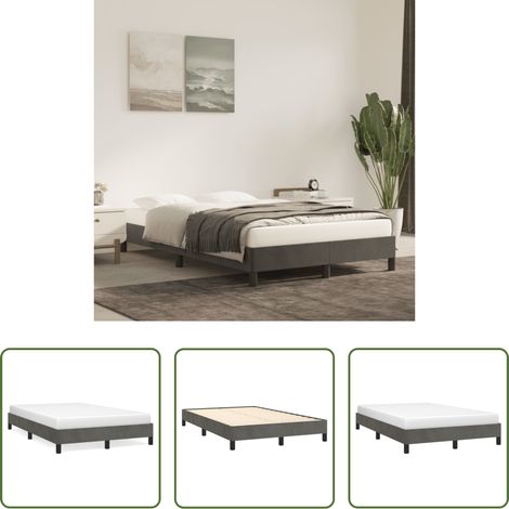 Samtbett - Bettgestell ohne Matratze Dunkelgrau 120x190 cm Samt (1/5)