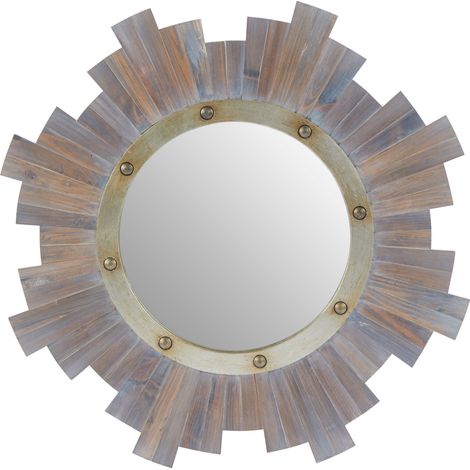 Premier Housewares Sunburst Wooden Wall Mirror with Nail head (1/5)