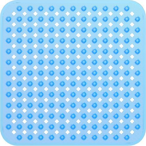 Tapis de douche carrés Tapis de bain antidérapants avec tapis de salle de bain de sécurité à ventouse, Tapis de douche pour enfants en caoutchouc antibactérien avec trous de drainage,53 × 53cm