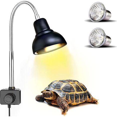 Lampe Chauffante Tortue, Lampe Reptiles et Amphibiens avec 2 Ampoules Basking Spot UVA UVB et Pince Pivotante à 360 ° adapté pour Tortue, Serpent, Lézard, Cacatoès, Caméléon etc. (1/5)