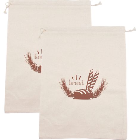 Sac À Pain Réutilisable - Lin Et Coton - 30x40 cm - Fermeture À Cordon - Pour Conservation Fraîcheur Pain Maison - 2 Pièces (1/5)