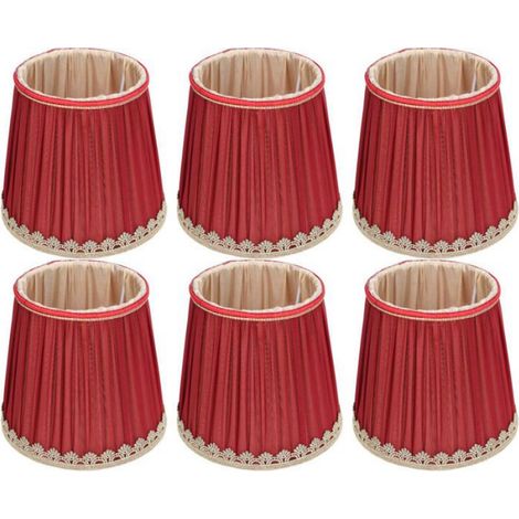 Abat-jour en tissu - Virex® - Rouge vin - Bord doré - Pour ampoule E14 - Diamètre supérieur 11,5 cm