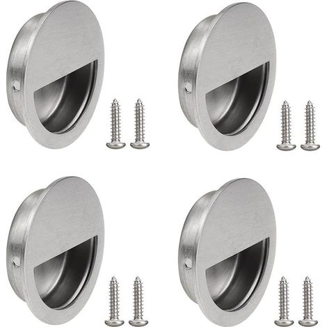 4 Pièces Poignée Ronde de Porte Coulissante Poignée Encastrée Ronde de Porte en Acier Inoxydable Encastrées Rondes Poignées de Porte Affleurantes avec Vis pour Tirage Porte Tiroirs Armoire (1/4)