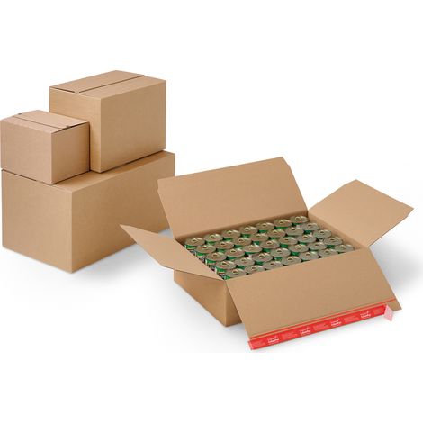 Lot de 20 Carton à fond automatique à fermeture adhésive et bande d'arrachage 23 x 16 x 5 cm (1/5)